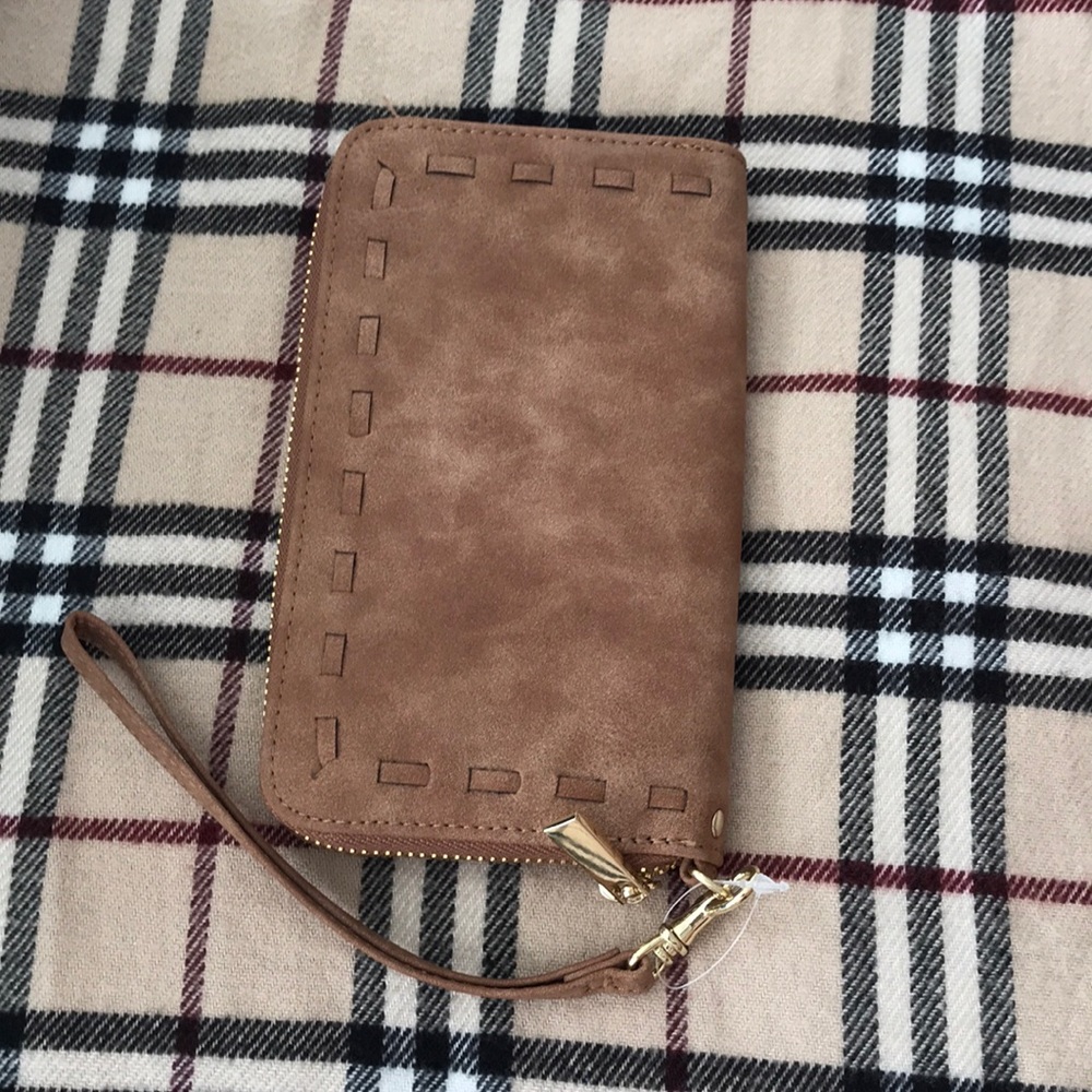 Tan wallet with coin pocket